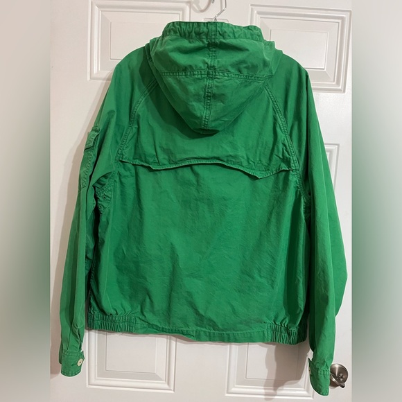 VTG Polo Ralph Lauren Jacket Men's L Green Cotton Blend Blue Pony Full Zip Hood - Picture 9 of 16